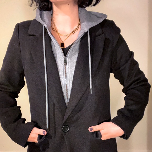 AVEC LES FILLES | Long Black Hooded Coat | Med - Picture 3 of 8